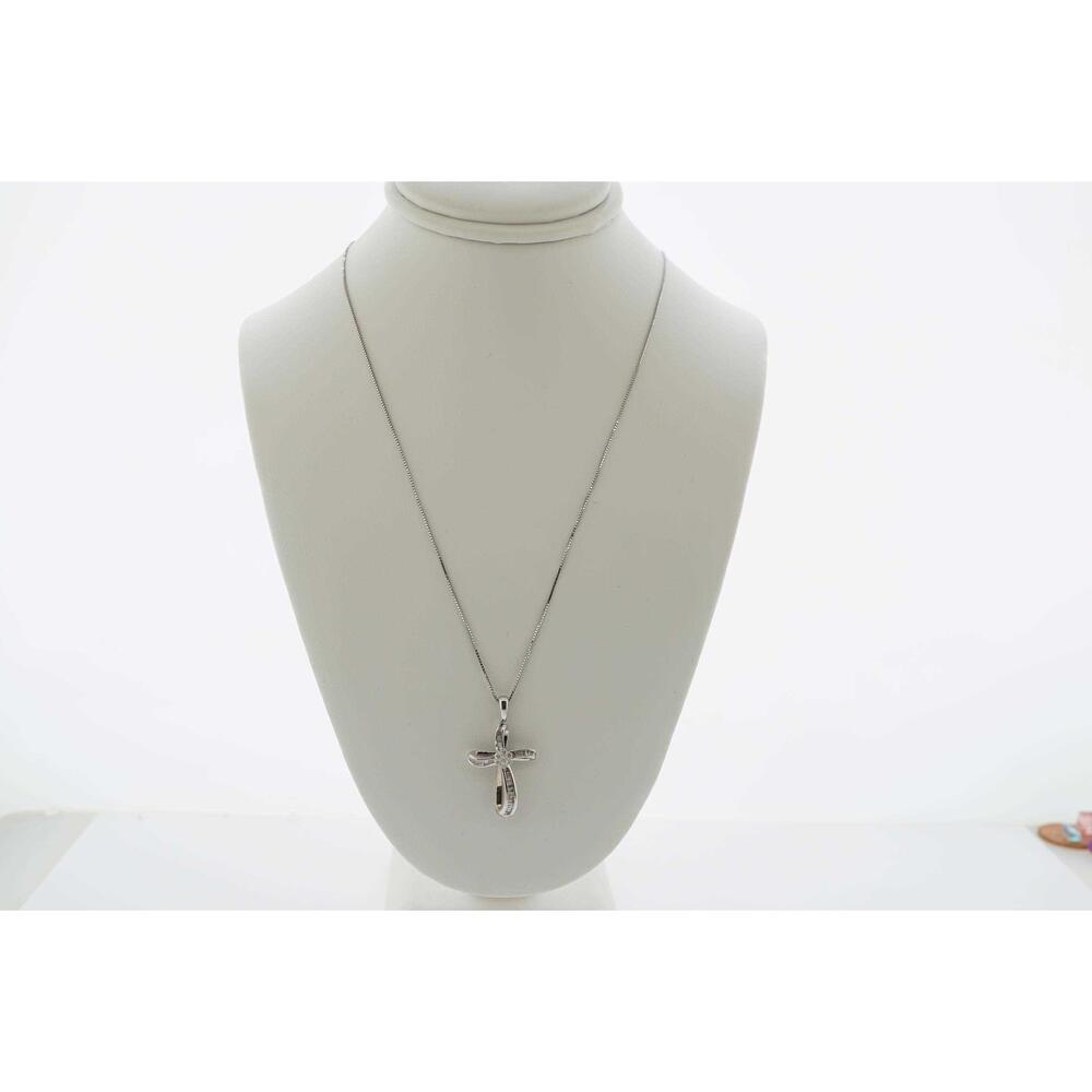 Estate Sale 10k White Gold Diamond Pendant Chain Necklace 0.55 TCW